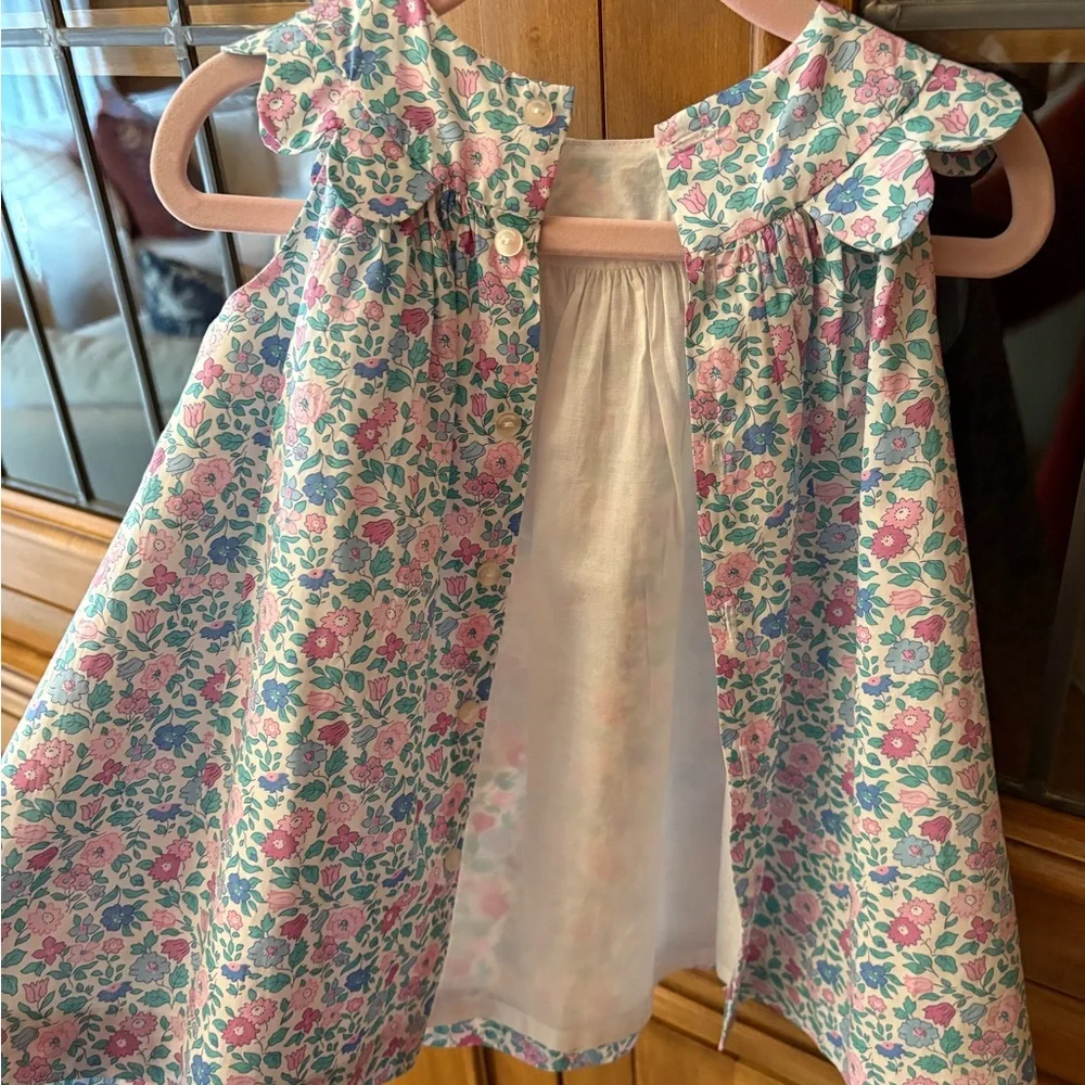 Jacadi Floral Baby Dress with Pink and Blue Accents - Picture 3 of 4